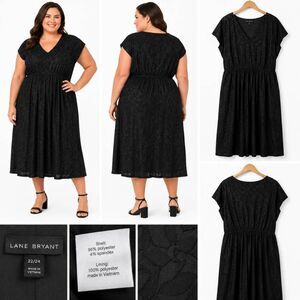 Lane Bryant Black Burnout Midi Dress Plus Size 22/24